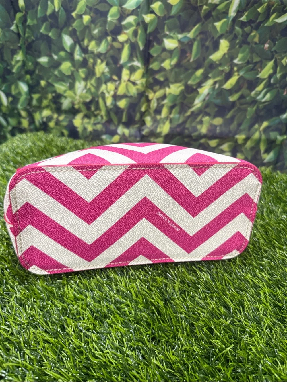Dooney & Bourke Chevron Ruby Pink Striped Mini Satchel Crossbody Bag